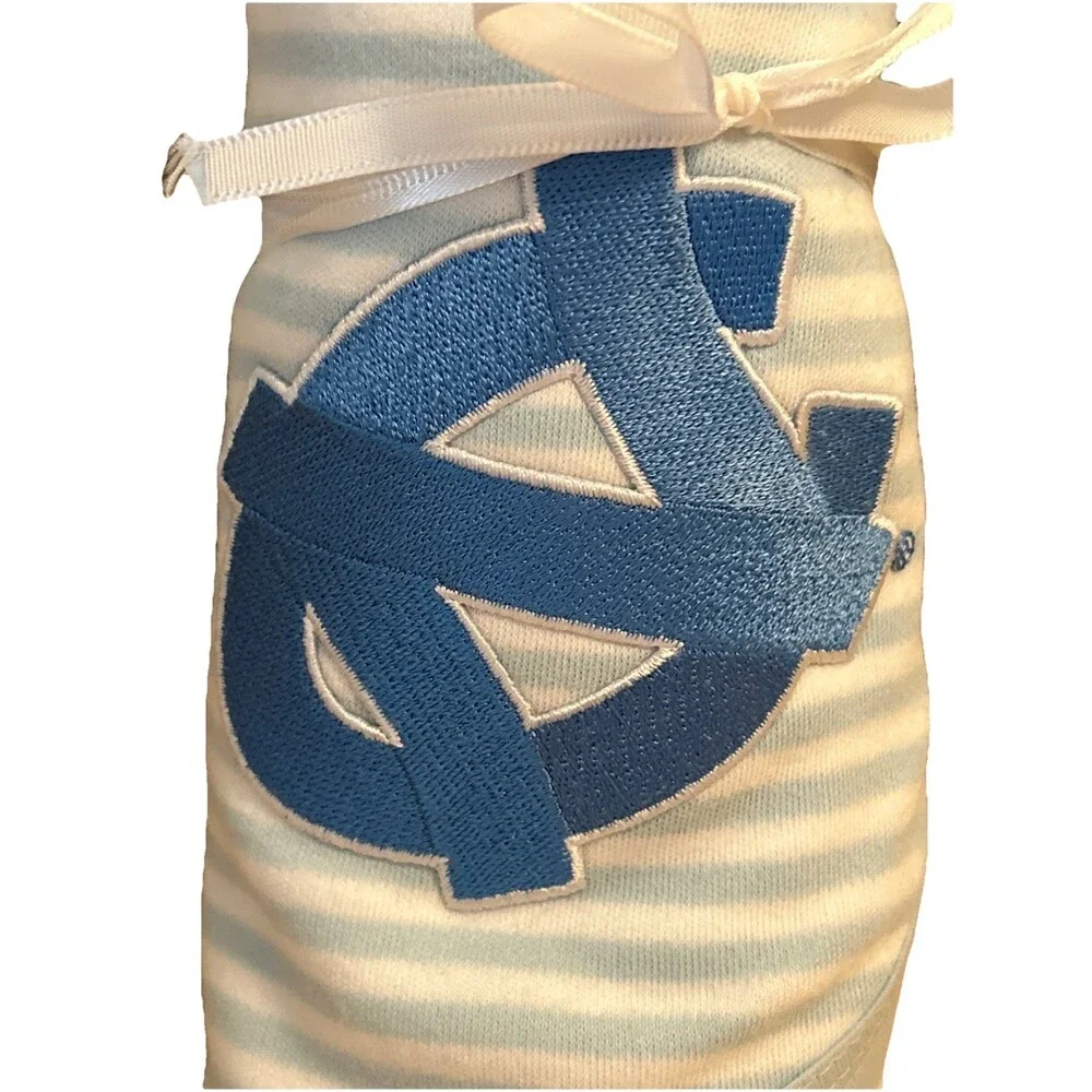 New UNC Tar Heels Nursery Crib Blanket with Logo Blue White Stripe Baby Boy